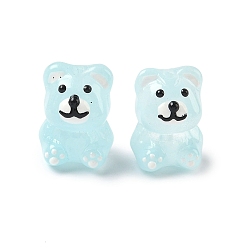 Светло-голубой Стеклянные эмалевые бусины ручной работы, медведь, окрашенная и подогревом, светло-голубой, 18.5x13.5x14 мм, отверстие : 1.5 мм