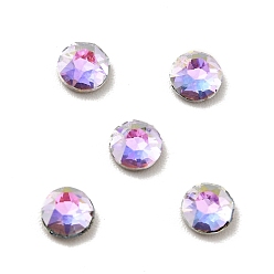 Vitrail Light K9 Glass Rhinestone Cabochons, Flat Back & Back Plated, Faceted, Flat Round, Vitrail Light, 4x2mm