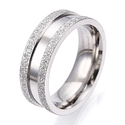 Нержавеющая Сталь Цвет 201 рифленое кольцо из нержавеющей стали для женщин, цвет нержавеющей стали, внутренний диаметр: 15 мм, широк: 6 мм