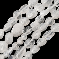 Rainbow Moonstone Grade A Natural Rainbow Moonstone Beads Strands, Nuggets, Tumbled Stone, 5~11x6~8x3~6mm, Hole: 1mm, about 44~57pcs/strand, 15.75''(40cm)