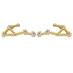 Libra Cubic Zirconia Constellation Stud Earrings, Golden 925 Sterling Silver Earrings, Libra, 12.5x5.8mm