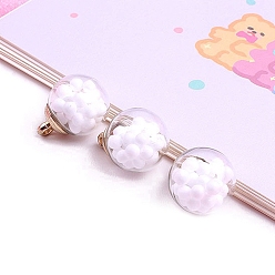 Белый Стеклянные подвески, с пенопластовым шариком, круглые, белые, 16 мм