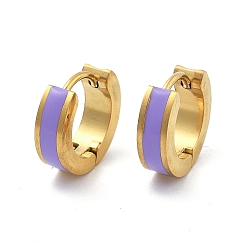 Лиловый Ионное покрытие (ip) 304 серьги-кольца из нержавеющей стали с эмалью, кольцо, сирень, 13.5x4 мм