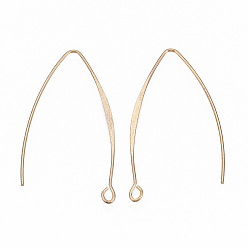 Real 18K Gold Plated Brass Earring Hooks, with Horizontal Loop, Nickel Free, Real 18K Gold Plated, 43mm, Hole: 1.8mm, 18 Gauge, Pin: 1mm