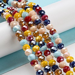 Mixed Color Glass Beads Strands, Faceted, Rondelle, Mixed Color, 8x6mm, Hole: 1mm, about 65~68pcs/strand, 15.7~16.1 inch(40~41cm)