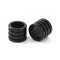 Electrophoresis Black 304 Stainless Steel Beads, Large Hole Beads, Grooved, Column, Electrophoresis Black, 10x8mm, Hole: 7mm