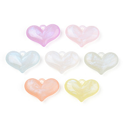 Mixed Color Luminous Acrylic Pendants, with Glitter, Glow In The Dark, Heart Charms, Mixed Color, 25.5x38x9.5mm, Hole: 4x4mm, about 94pcs/500g