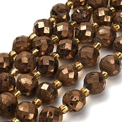 Верблюжий Гальванические природные друзы геод, граненые, круглые, с бисером, верблюжие, 10 мм, отверстие : 1.5 мм, около 15 шт / нитка, 7.64'' (19.4 см)