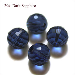 Dark Blue Imitation Austrian Crystal Beads, Grade AAA, Faceted(128 Facets), Round, Dark Blue, 10mm, Hole: 0.9~1mm