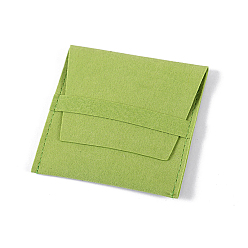 Yellow Green Microfiber Jewelry Envelope Pouches with Flip Cover, Jewelry Storage Gift Bags, Square, Yellow Green, 8x8cm
