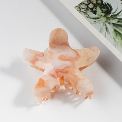 Linen Starfish Shape Cute Acrylic Large Claw Hair Clips, for Woman Girl Thick Hair, Linen, 76x86x46mm