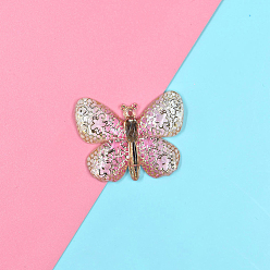 Бледно-Розовый Кулон из непрозрачной смолы, два тона, бабочка, розовый жемчуг, 25x32 мм