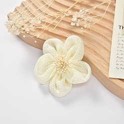 Floral White Burlap Ornament Accessories, 3D Flower, Floral White, 50~56x22mm
