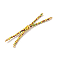 Yellow Nylon Cord Silder Bracelets, for Connector Charm Bracelet Making, with Rack Plating Golden Brass Findings, Long-Lasting Plated, Cadmium Free & Lead Free, Yellow, 8-5/8~9 inch(22~22.8cm), 0.3cm, Hole: 2.6mm