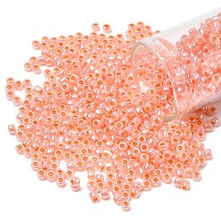 (905) Ceylon Peach Blush Тохо 8/0 круглые бусины, японский бисер, (905) цейлонские персиковые румяна, 8/0, 3 мм, отверстие : 1 мм, Около 222 шт / 10 г