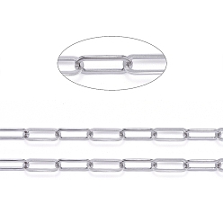 Stainless Steel Color 304 Stainless Steel Paperclip Chains, Drawn Elongated Cable Chains, Unwelded, with Spool, Stainless Steel Color, 16x6.5x1mm, about 32.8 Feet(10m)/roll