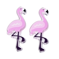 Сливовый Прозрачный акриловый большой кулон, фламинго, слива, 55x22x2 мм, отверстие : 1.2 мм