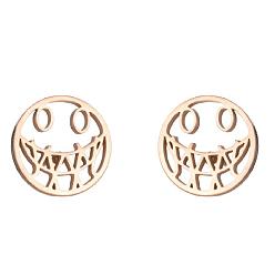 Smiling face rose gold Unique Asymmetric Love Lock Mushroom Earrings with Maple Leaf Design for Spring