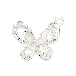 Посеребрённый Кулон из циркония, бабочки прелести, прозрачные, 925 серебро покрытием, 13.5x16x4 мм, отверстие : 1.3 мм
