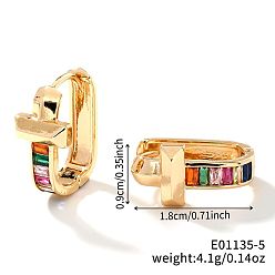 Разноцветный Геометрические серьги-кольца из латуни в форме буквы U для женщин, минималистичные и элегантные модные аксессуары, золотые, красочный, 18x9 мм