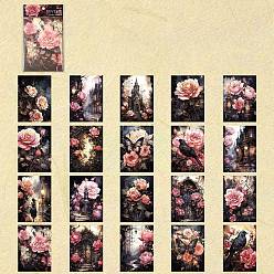 Pink Flower Scrapbook Paper Pads, for DIY Album Scrapbook, Background Paper, Diary Decoration, Pink, 140x100mm, 20pcs/set