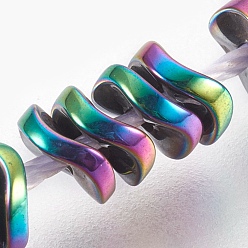 Multi-color Plated Electroplated Non-magnetic Synthetic Hematite Bead Strand, Wavy Disc, Multi-color Plated, 4x1.5mm, Hole: 0.8mm, about 394pcs/strand, 15.7 inch(40cm)