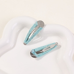 Sky Blue Flocking Covered Snap Hair Clips, Sky Blue, 50mm