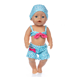 Deep Sky Blue Bowknot Spot Cloth Doll Swimsuit & Hat, Doll Clothes Outfits, Fit for American 18 inch Girl Dolls Summer Party Supplies, Deep Sky Blue, 310x235x140mm