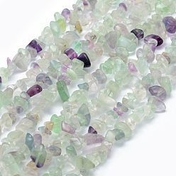 Fluorite Natural Fluorite Beads Strands, Chip, 5~8mm, Hole: 1mm, about 33 inch(84cm)
