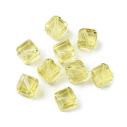 Light Khaki Glass Imitation Austrian Crystal Beads, Faceted, Square, Light Khaki, 7x7x7mm, Hole: 0.9mm