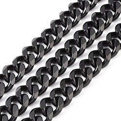 Electrophoresis Black 304 Stainless Steel Cuban Link Chains, Faceted, Unwelded, Electrophoresis Black, 13.5~14x11.5~12x3mm