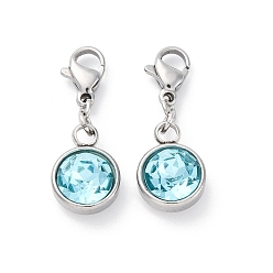 Аквамарин 304 из нержавеющей стали горный хрусталь подвески, застежка когтя омара, аквамарин, 27 мм