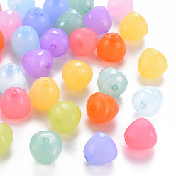 Couleur Mélangete Perles acryliques transparentes, teint, facette, larme, couleur mixte, 15x14.5mm, Trou: 2mm, environ243 pcs / 500 g