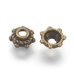 Antique Bronze Tibetan Style Zinc Alloy Bead Caps, Cadmium Free & Nickel Free & Lead Free, Antique Bronze, 5x2mm, Hole: 1mm