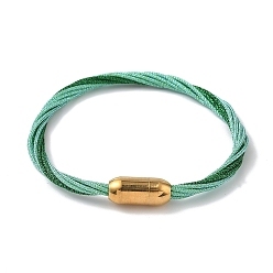 Зеленый 304 Браслеты из нержавеющей стали с полиэстеровым металлическим шнуром для женщин, с внутренней частью из рыбьей нити и магнитной застежкой, ионное покрытие (ip), зелёные, 7-1/4 дюйм (18.3 см)