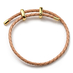 BurlyWood Leather Braided Cord Bracelets, Adjustable Bracelet, BurlyWood, Inner Diameter: 5/8~2-7/8 inch(1.5~7.3cm)