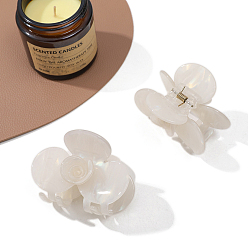 Белый Заколки для волос в форме когтей из ацетата целлюлозы, аксессуары для волос для женщин и девочек, цветок, белые, 70x50x43 мм