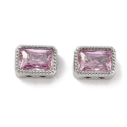 Фиолетовый Латунные микро проложить кубического циркония бусы, прямоугольные, фиолетовые, 7x5x3.5 мм, отверстие : 1 мм