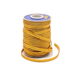 Gold Polyester Ribbon, Flat, Gold, 3/8 inch(10x1.5mm), about 60.15 Yards(55m)/Roll