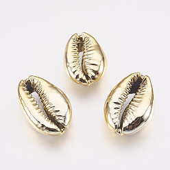 Golden Electroplated Shell Beads, Cowrie Shells, Golden, 21~25x15~17x7~8mm