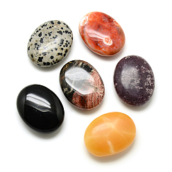 Mixed Stone Natural & Synthetic Mixed Stone Oval Palm Stone, Reiki Healing Pocket Stone for Anxiety Stress Relief Therapy, 44~46x34~36x15~17mm