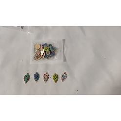 Mixed Color 25Pcs 5 Styles Cinco de Mayo Sugar Skull Alloy Enamel Connector Charms, Light Gold, Mixed Color, 23x13.5x2.5mm, Hole: 1.8mm, 5pcs/style
