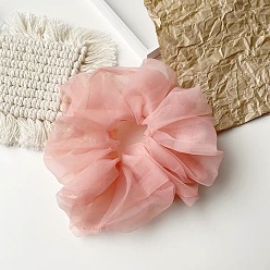 Super Large Organza - Deep Pink Chic Oversized Organza Hair Scrunchie for Girls, Sweet and Elegant French Style Headband with Fairy Mesh Bow Tie