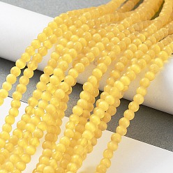 Gold Cat Eye Beads Strands, Round, Gold, 4mm, Hole: 0.7mm, about 100~105pcs/strand, 14.37~14.69 inch(36.5~37.3cm)