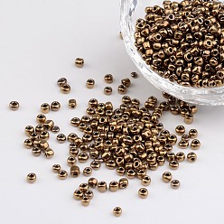 Верблюжий 8/0 гальванизированные металлические цвета круглые стеклянные бусины, верблюжие, 3 мм, отверстие : 1 мм, Около 1101 шт / 50 г
