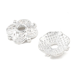Серебро 4 -petal тибетский стиль сплава цветок крышки шарика, без кадмия, без никеля и без свинца, серебряные, 8x8x2 мм, отверстие : 2 мм