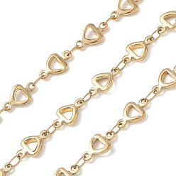 Золотой 304 цепи из нержавеющей стали ссылка, пайки, ионное покрытие (ip), сердце, золотые, 10x5~5.5x1.5 мм