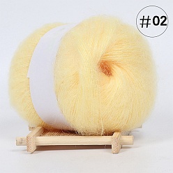 Lemon Chiffon 25g Angora Mohair Wool & Acrylic Fiber Knitting Yarn, for Shawl Scarf Doll Crochet Supplies, Round, Lemon Chiffon, 1mm