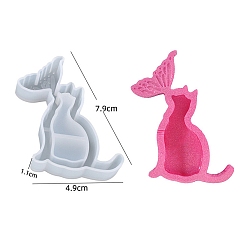 Cat Shape DIY Quicksand Silicone Molds, Shaker Molds, Resin Casting Molds, for UV Resin, Epoxy Resin Craft Making, Cat Shape, 79x49x11mm