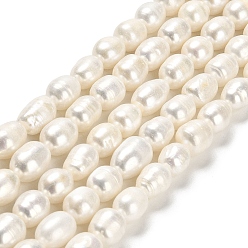 Floral White Natural Cultured Freshwater Pearl Beads Strands, Rice, Grade A, Floral White, 9~10x8~8.5mm, Hole: 0.5mm, about 33pcs/strand, 13.58 inch(34.5cm)